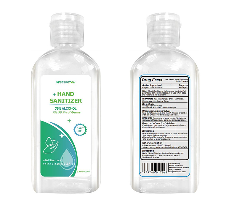 Hand Sanitizer Gel, 3.4 oz. - Printed 2