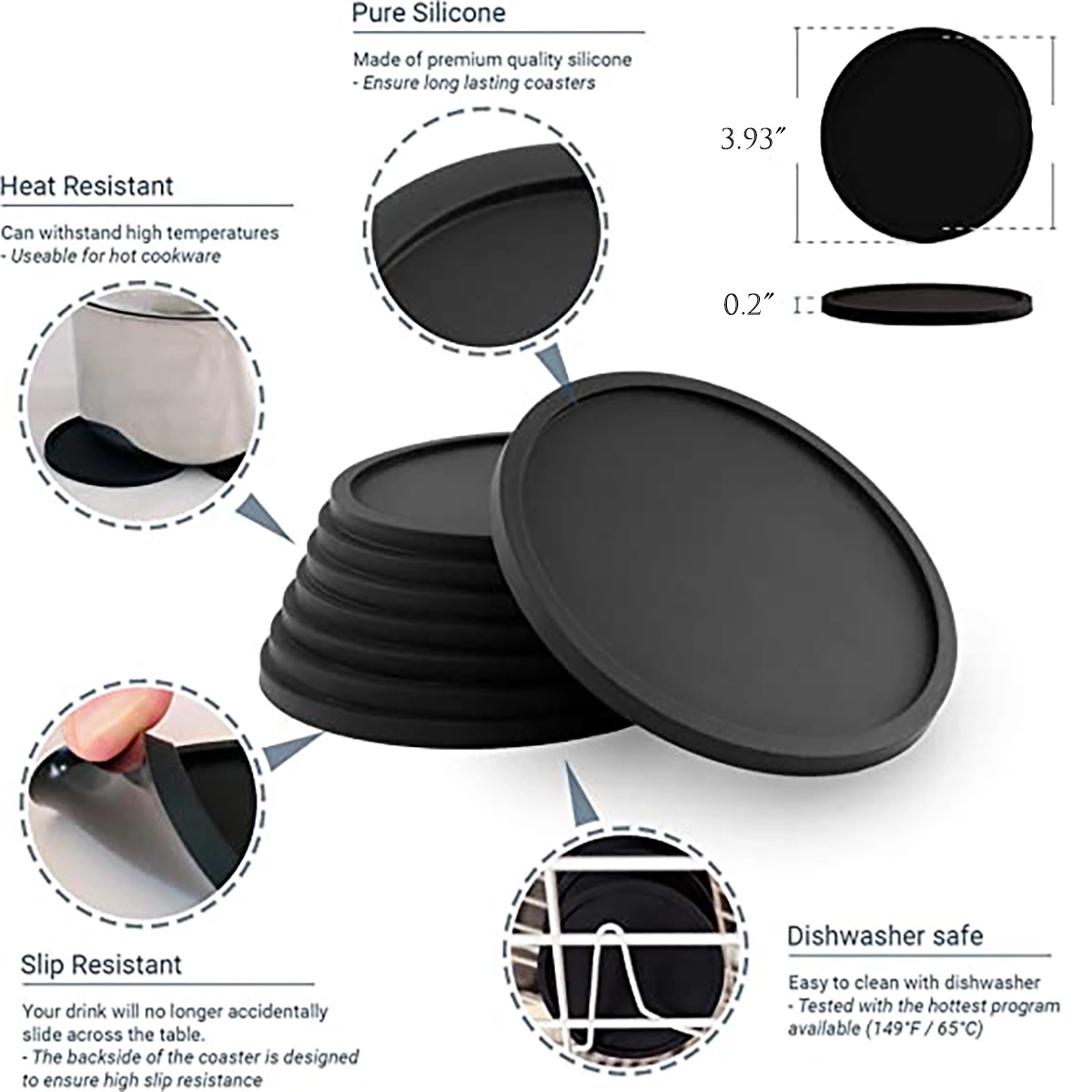 Silicone Drinking Coasters  for Tabletop Protection 2