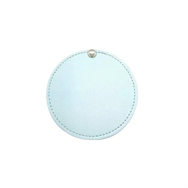Portable Round Leather Makeup Mirror with Rotating 2