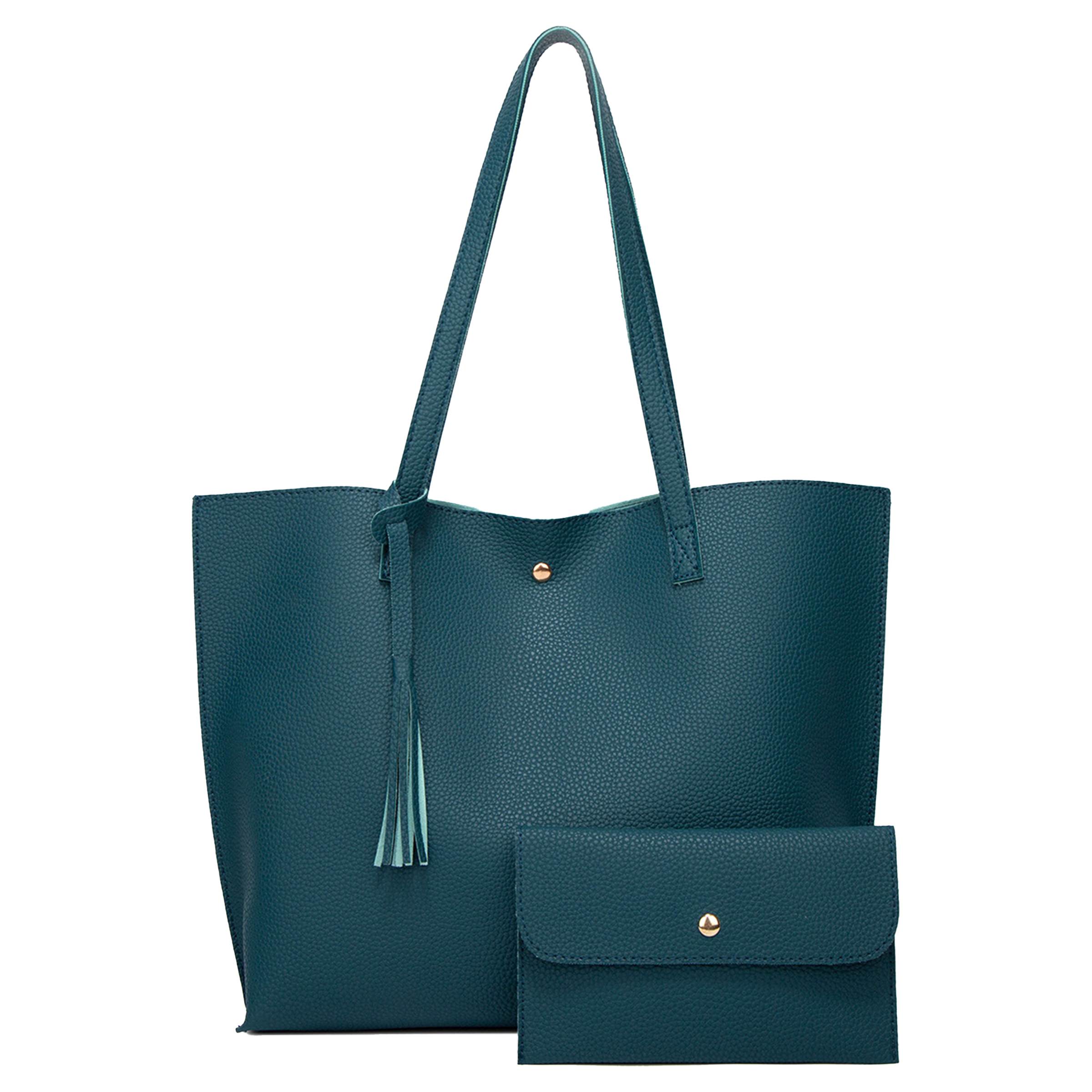Pu Solid Color Large Capacity Tassel Tote Bag 9