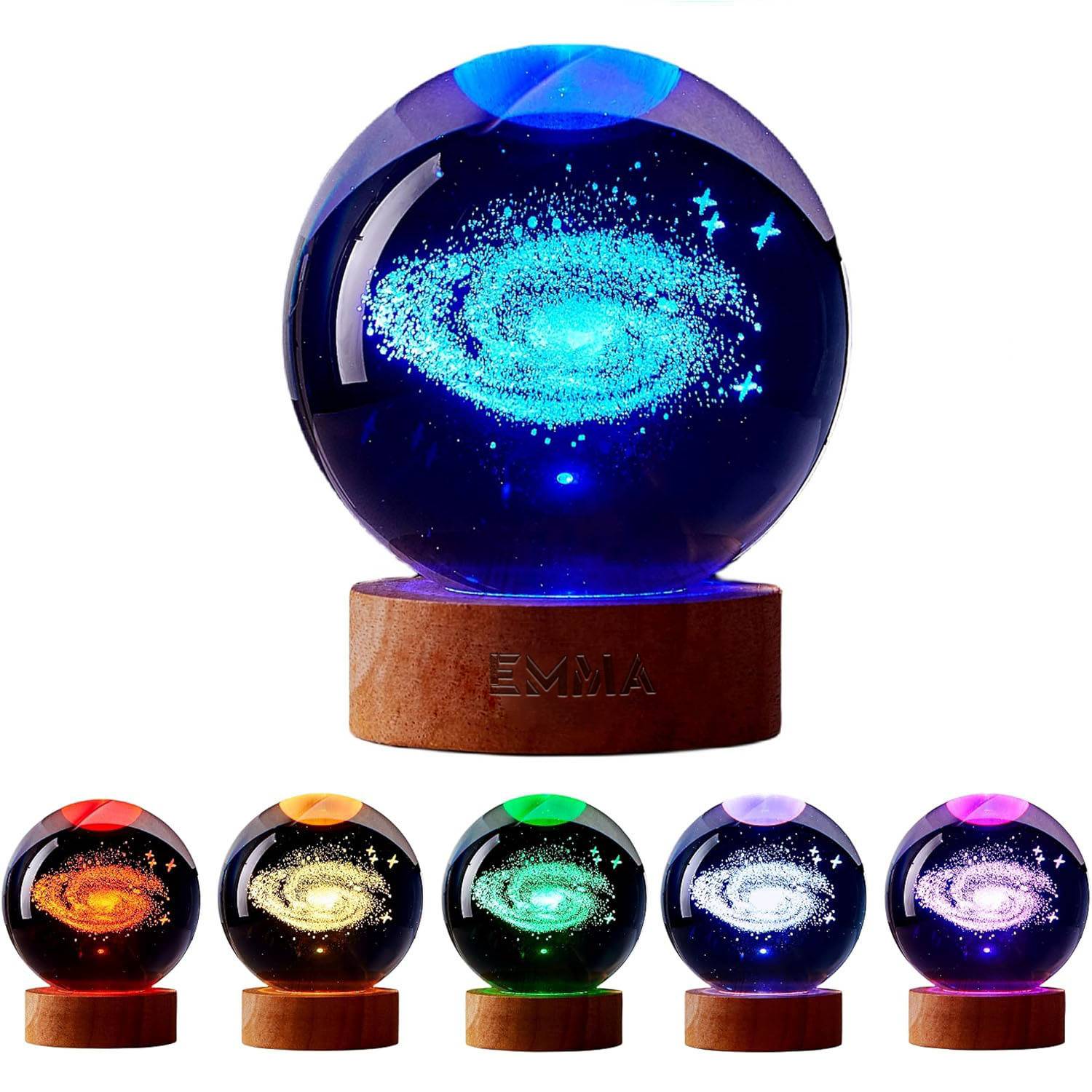 Bluetooth-Enabled Crystal Night Light with Solid Wood Base