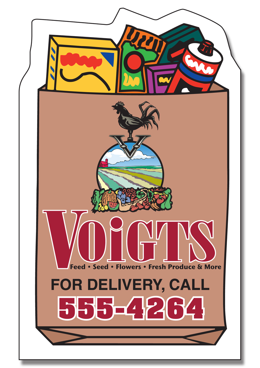 Delivery Magnet - Grocery Bag Shape (1.75x2.875) - 25 mil. 3