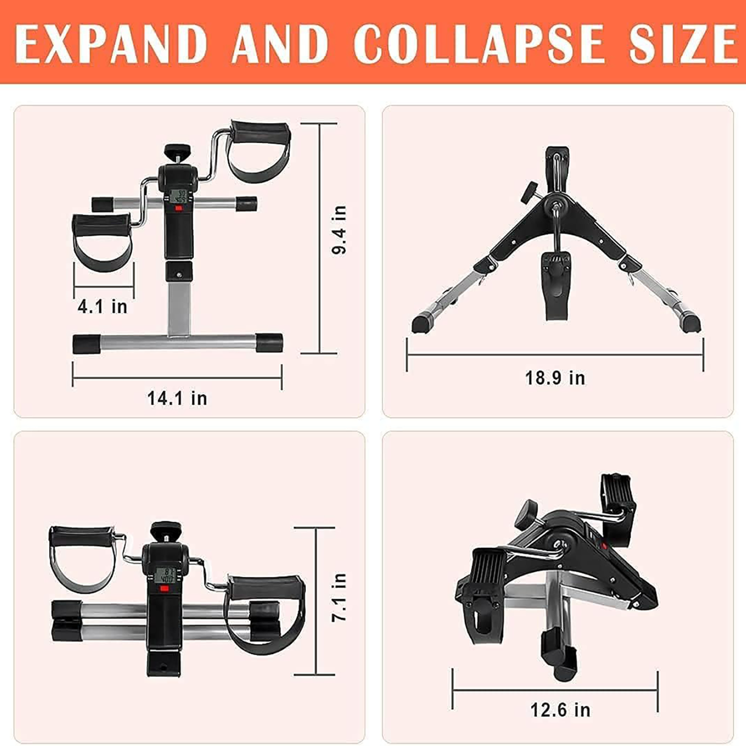 Folding Pedal Exerciser W/ Electronic Display 6