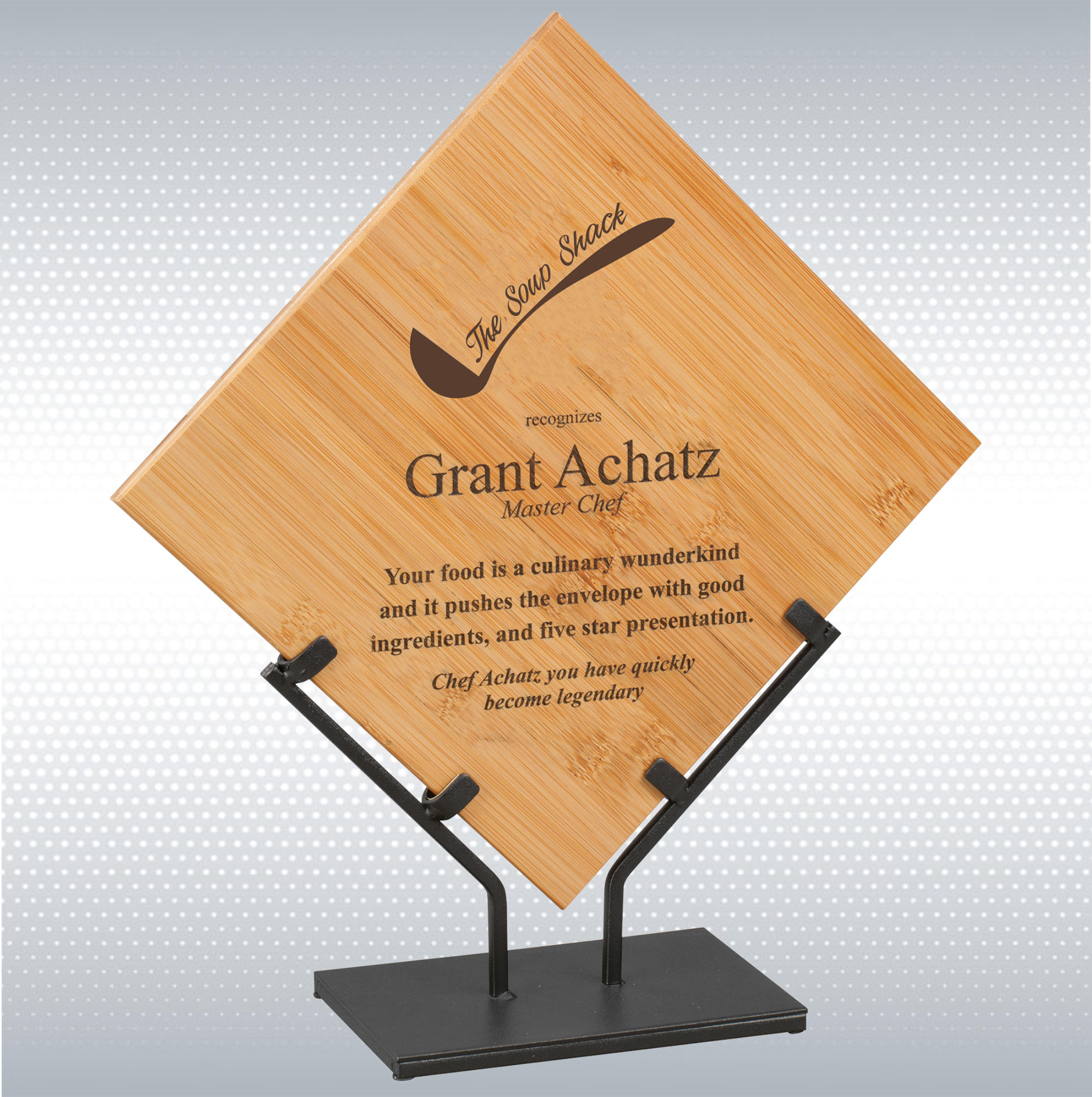 12.25" Bamboo Plaque w/Metal Stand 7