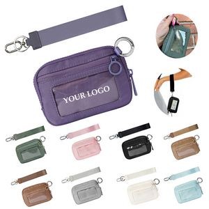 Women Mini Zip Around Wristlet Keychain Wallet 2
