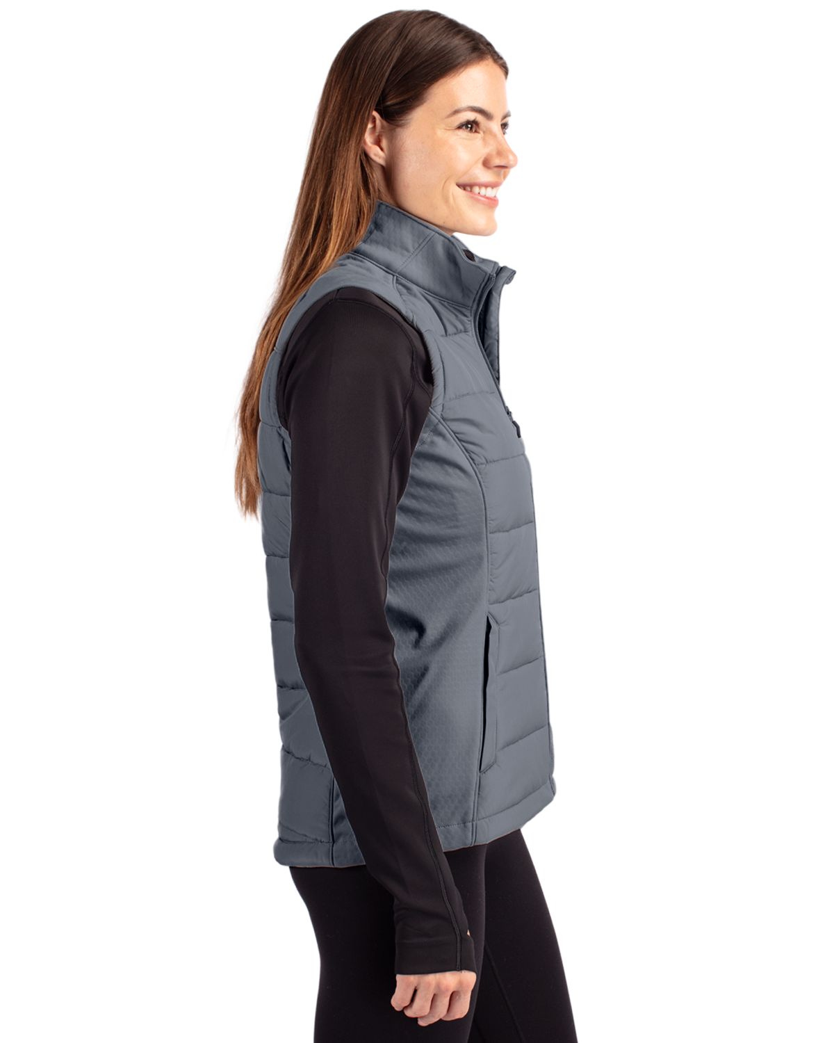 Cutter & Buck Evoke Recycled Honeycomb Fleece Womens Hybrid Full Zip Vest 62