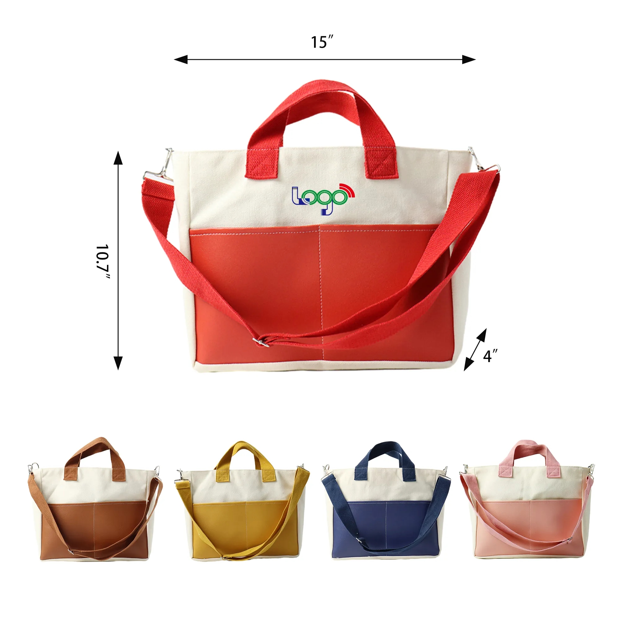 Cotton Zipper Tote Advertising Canvas Bag MOQ 50PCS, custom tote bag with logo imprint 4