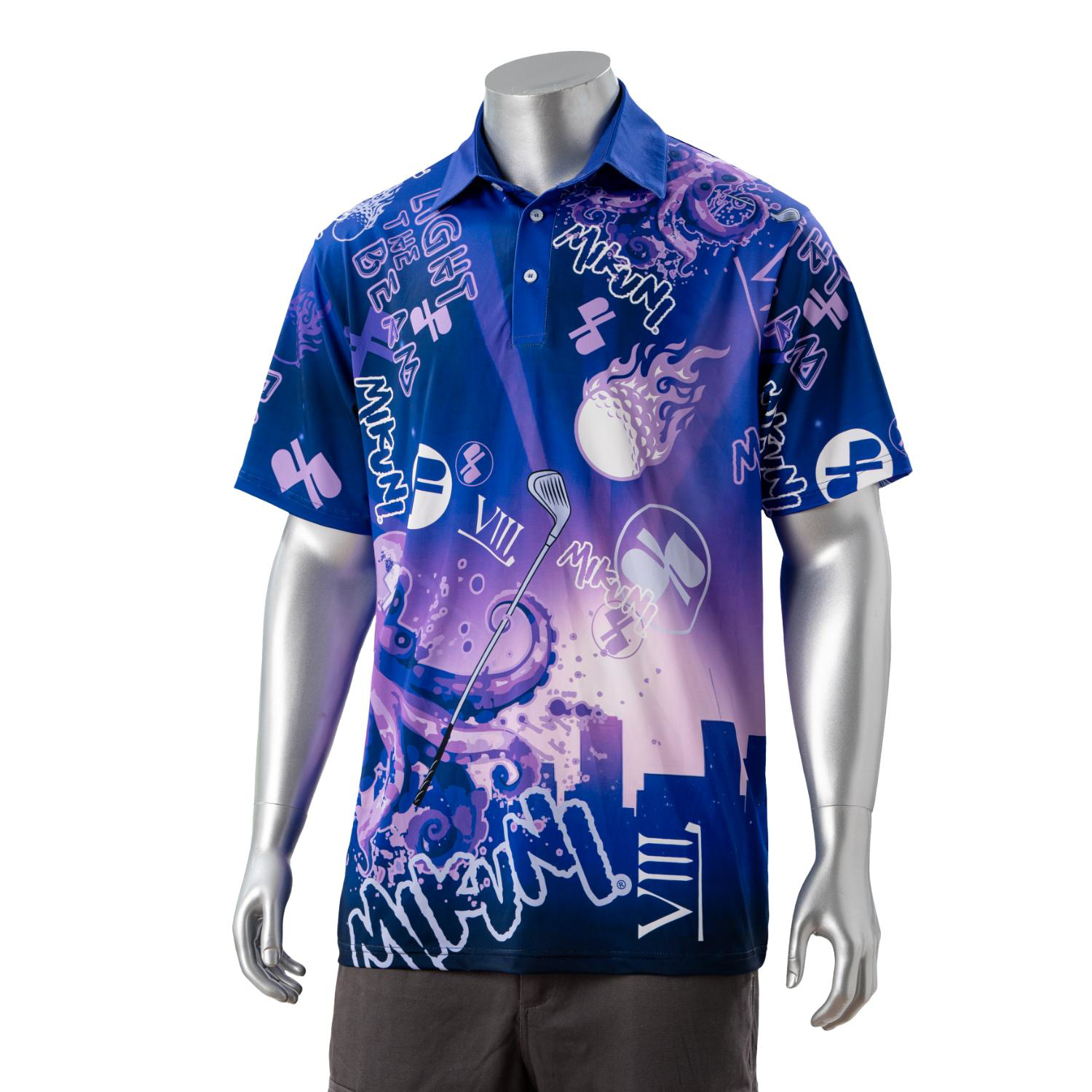 75D Milk Silk Fluorescent Digital Print Men's Polo - 5.3 oz 3