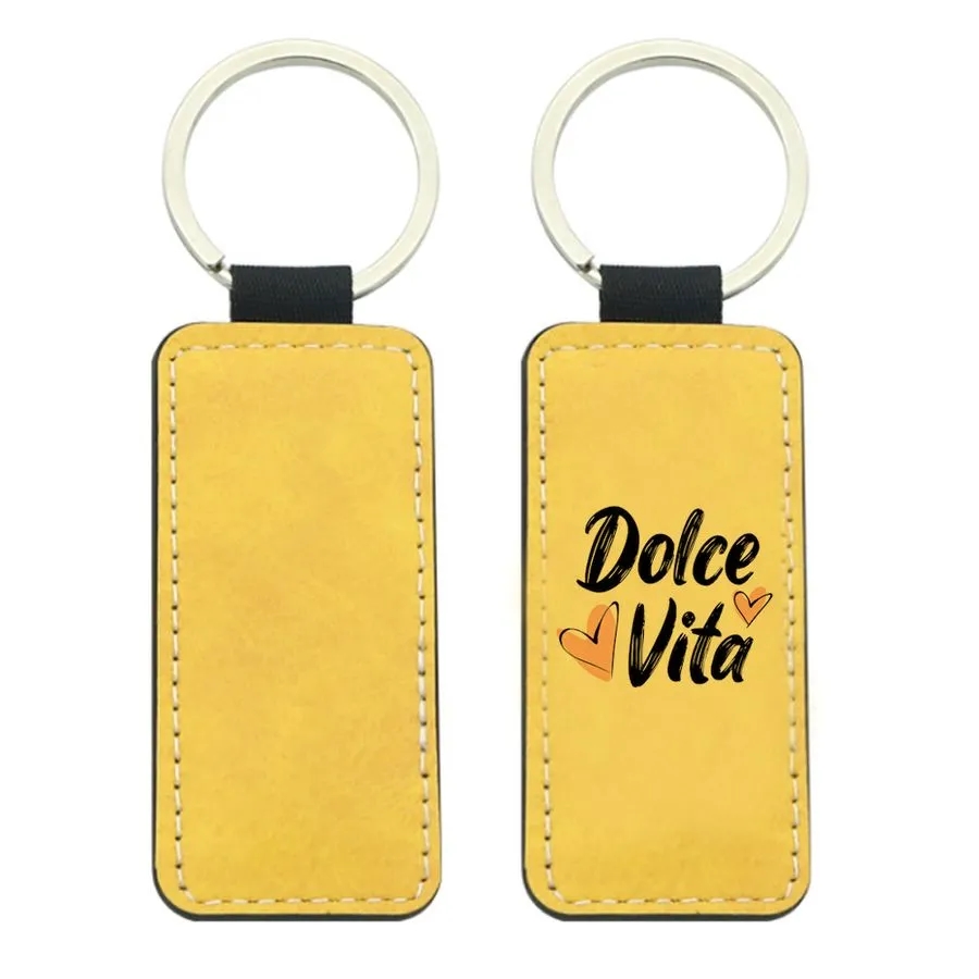 Full-Color Rectangle Leather Keychain 7