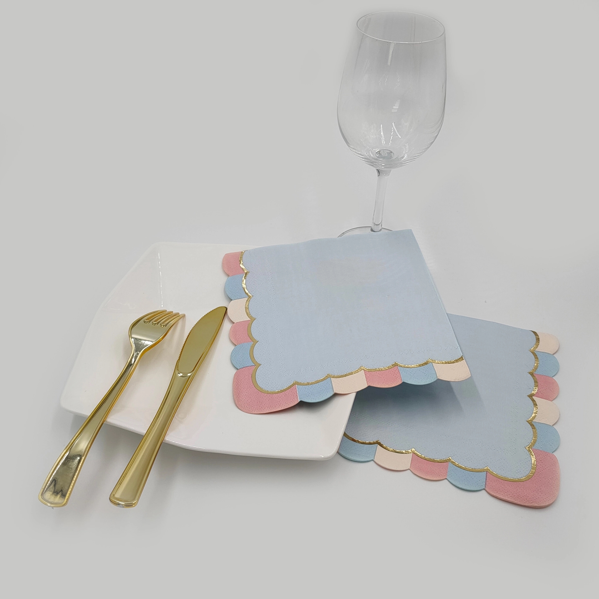 Custom Scalloped Gold Foil Disposable Paper Napkins 6