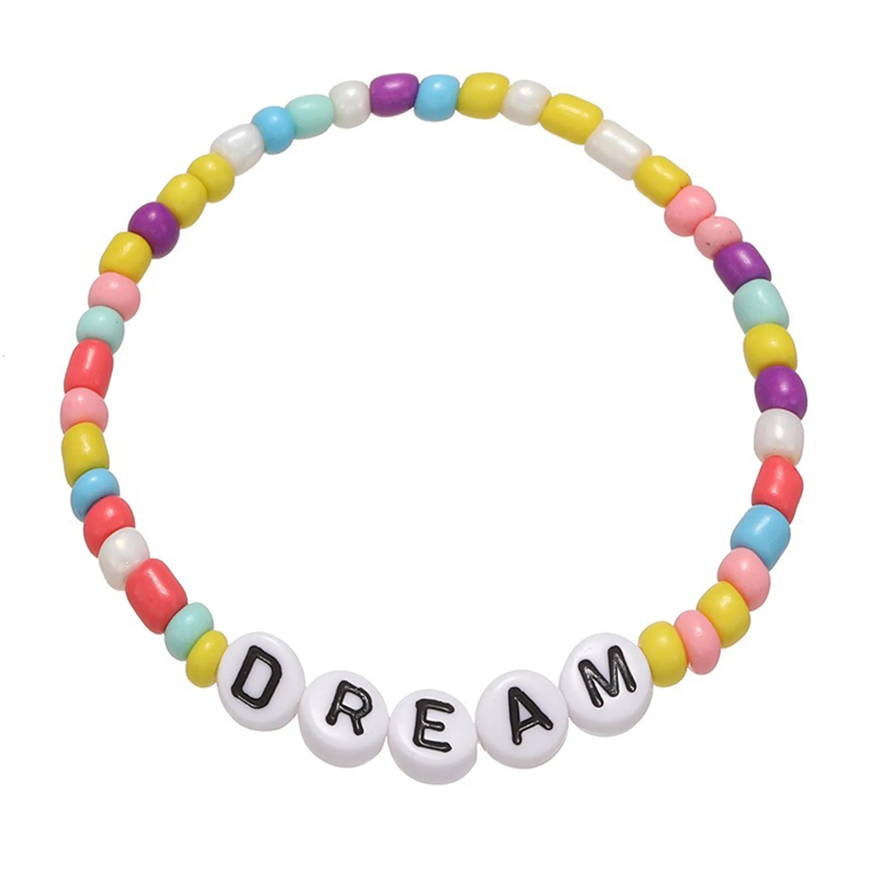 Beaded Letter Beads Elastic Bracelet 3