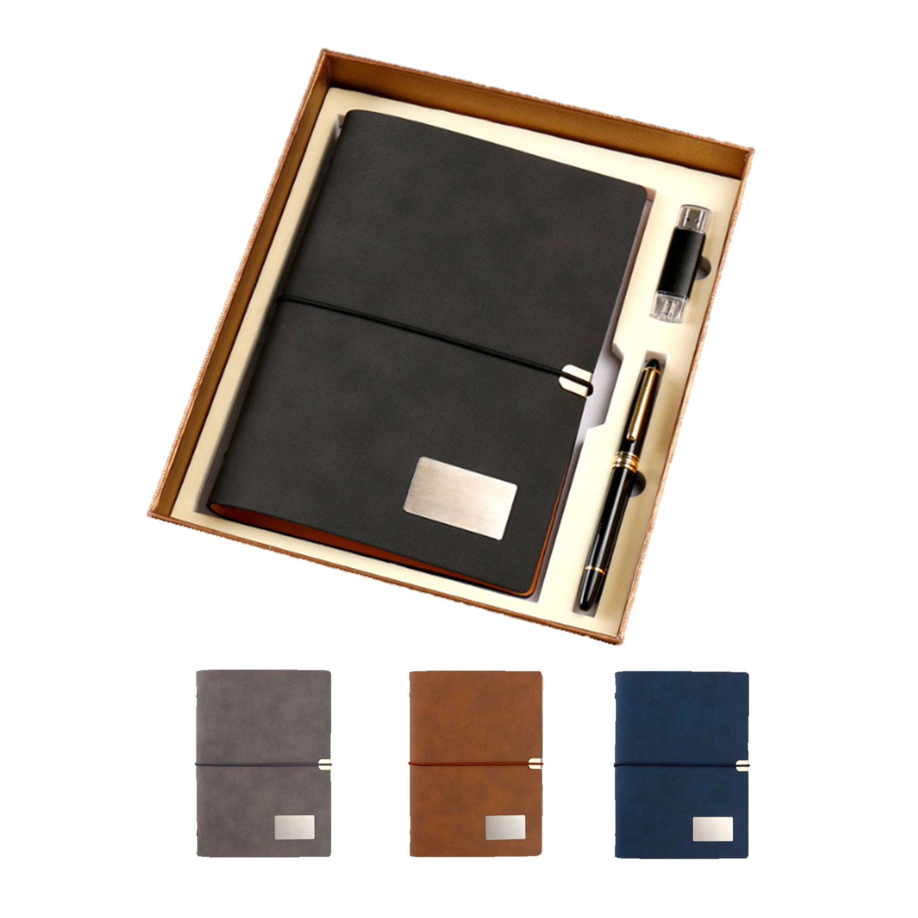 Refillable Journal With Pen And Flash Drive Gift Set 3