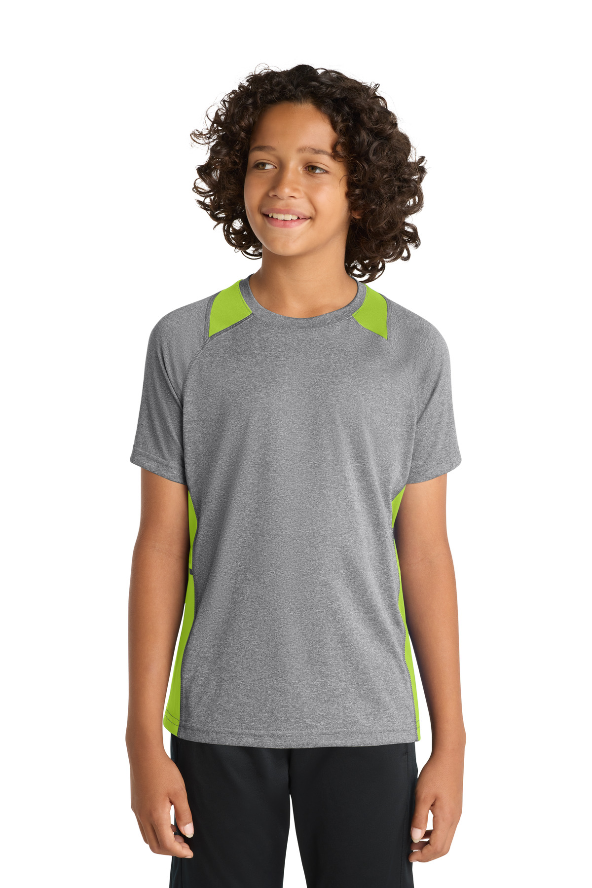 Sport-Tek Youth Heather Colorblock Contender Tee. YST361 53
