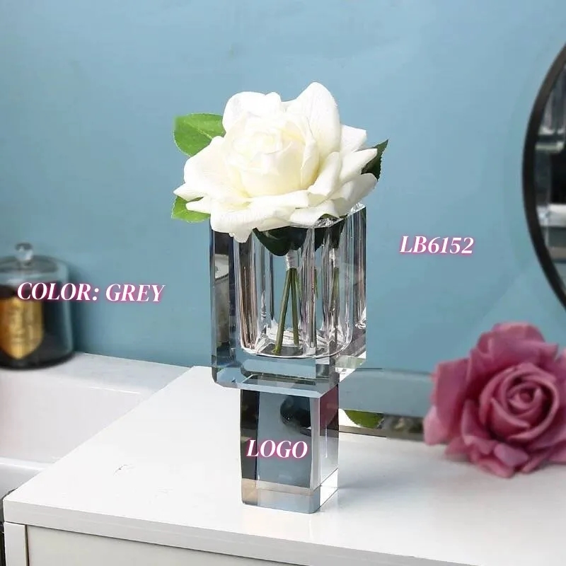 Engraved Crystal Flower Vase Tall for Centerpiece Wholesale 5