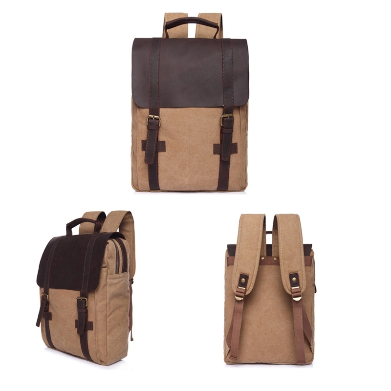 Premium Canvas Leather backpack,Laptop Backpack 9