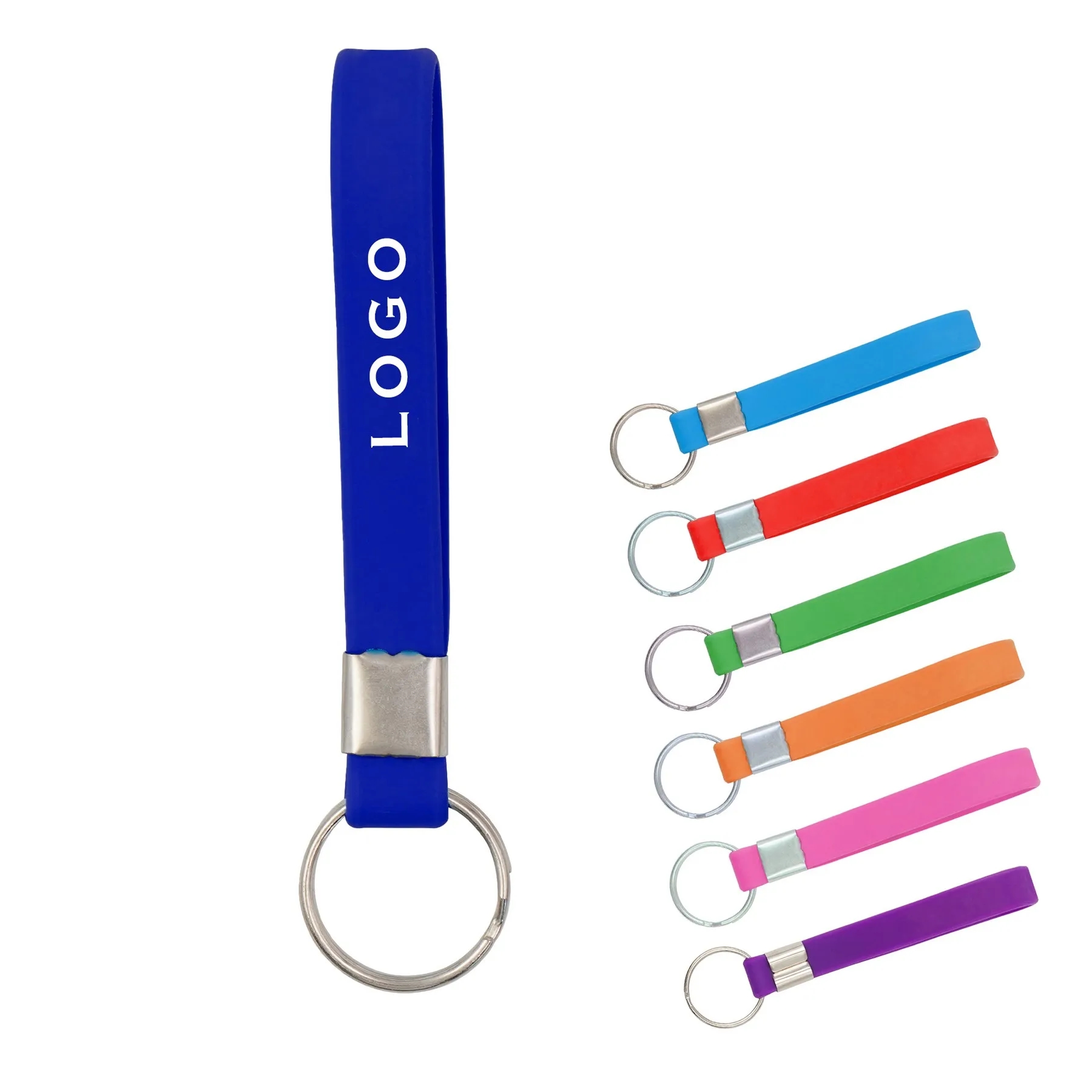 Screen Printed Silicone Wristband Keychain 4
