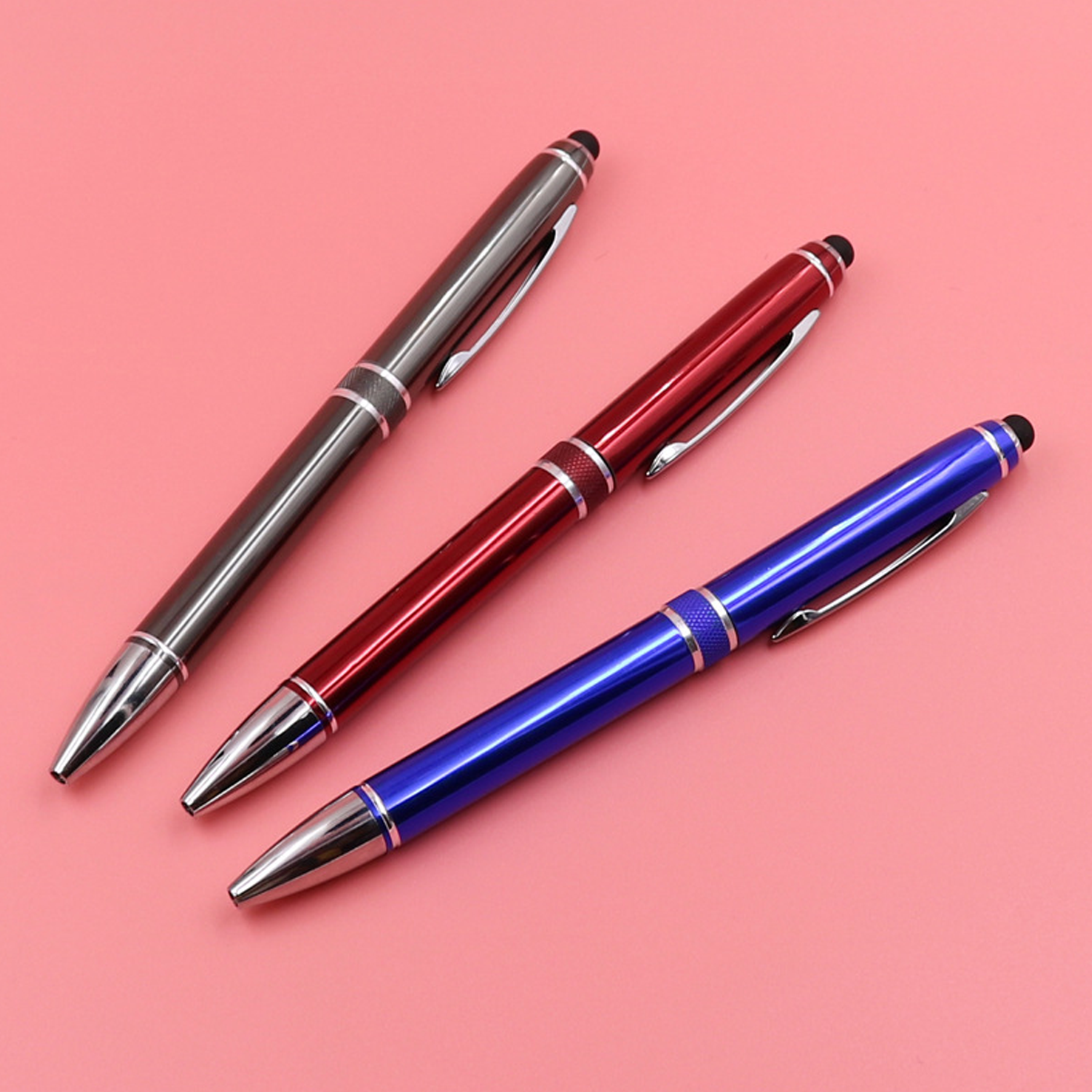 2 in 1 Twist Action Business Aluminum Ballpoint Pen w/Stylus 7