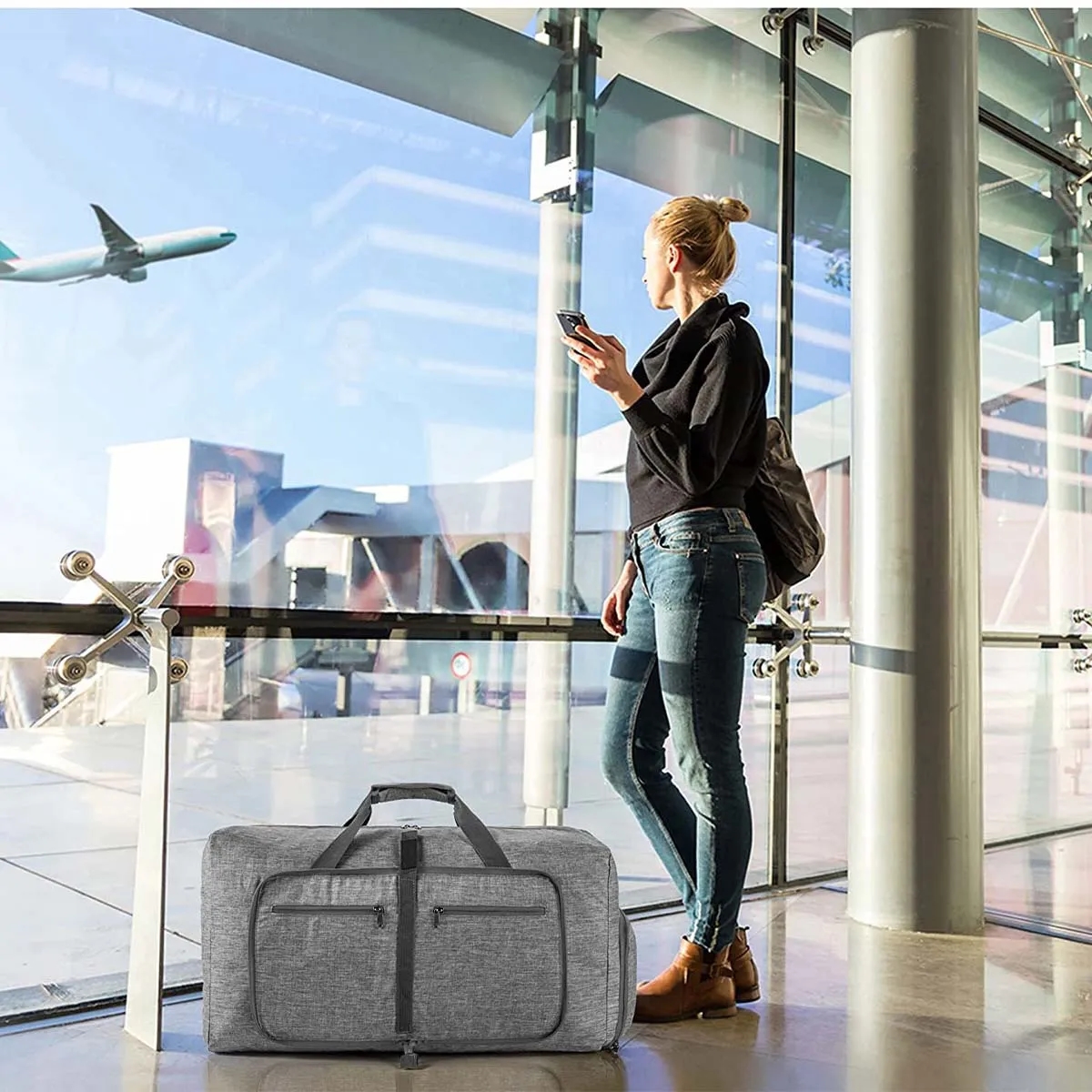 65L Multipurpose Durable Light Packable Travel Duffle Bag 4
