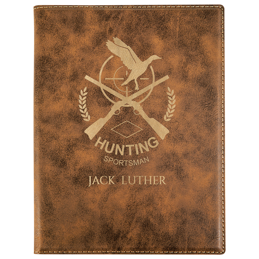 7" x 9" Rustic/Gold Leatherette Small Portfolio with Notepad 2
