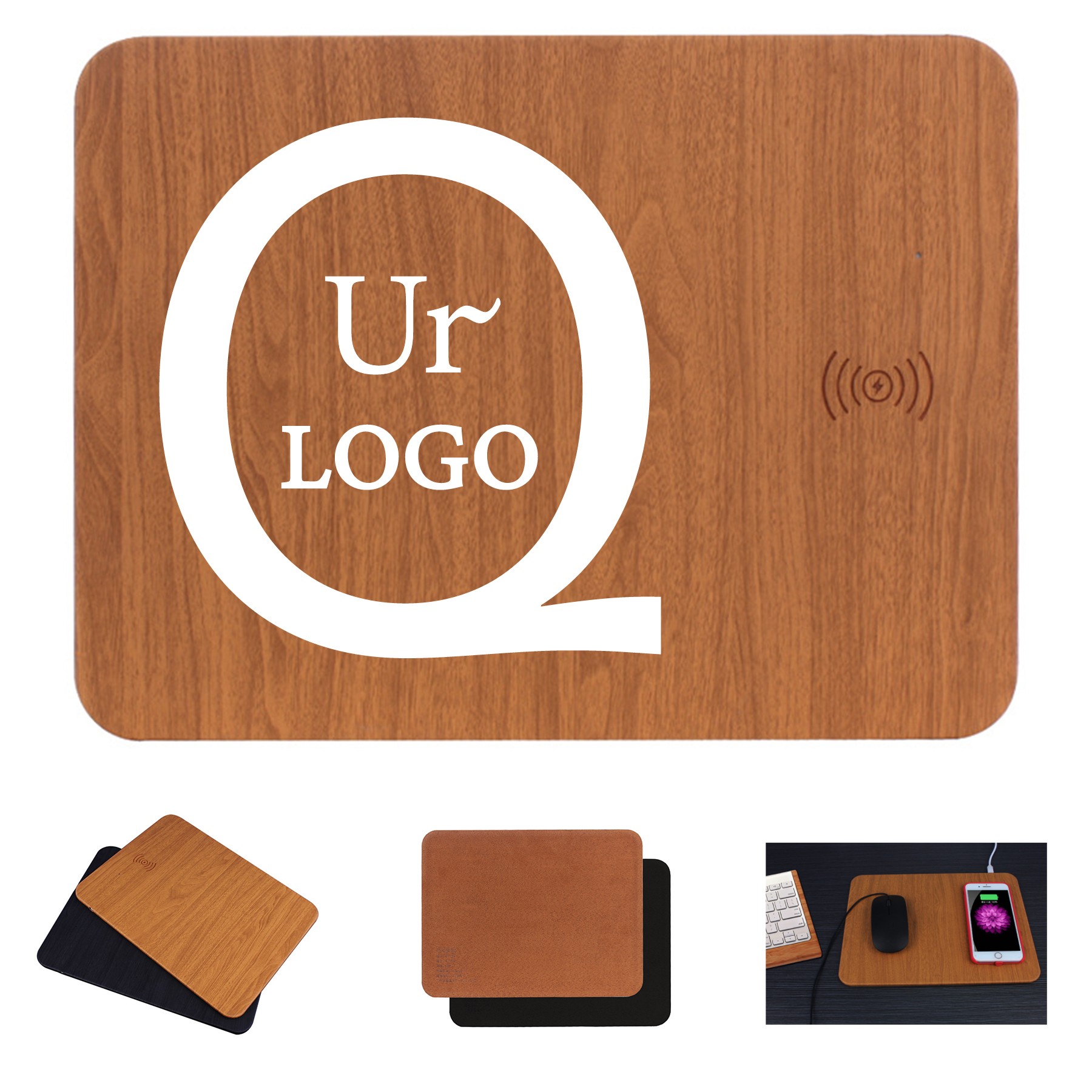 Wood Grain Wireless Charging Mouse Pad