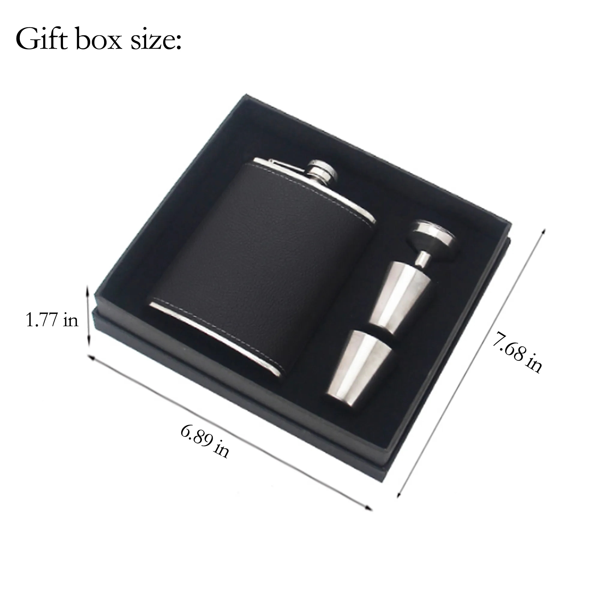 Leather Wrap Hip Flask Gift Set 3