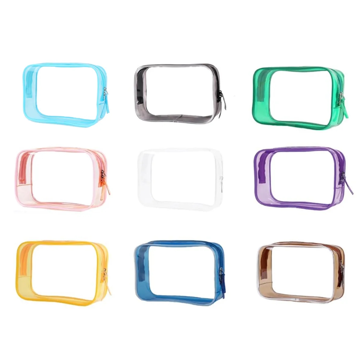 Clear PVC Travel Makeup Bag Zippered Toiletry Pouch Custom 7