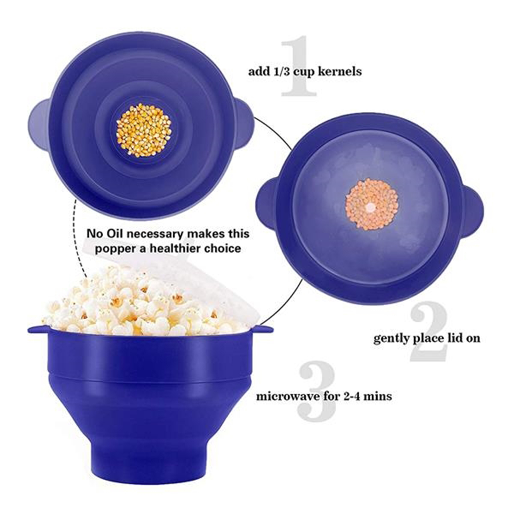 Kitchen Silicone Popcorn Bowls 3