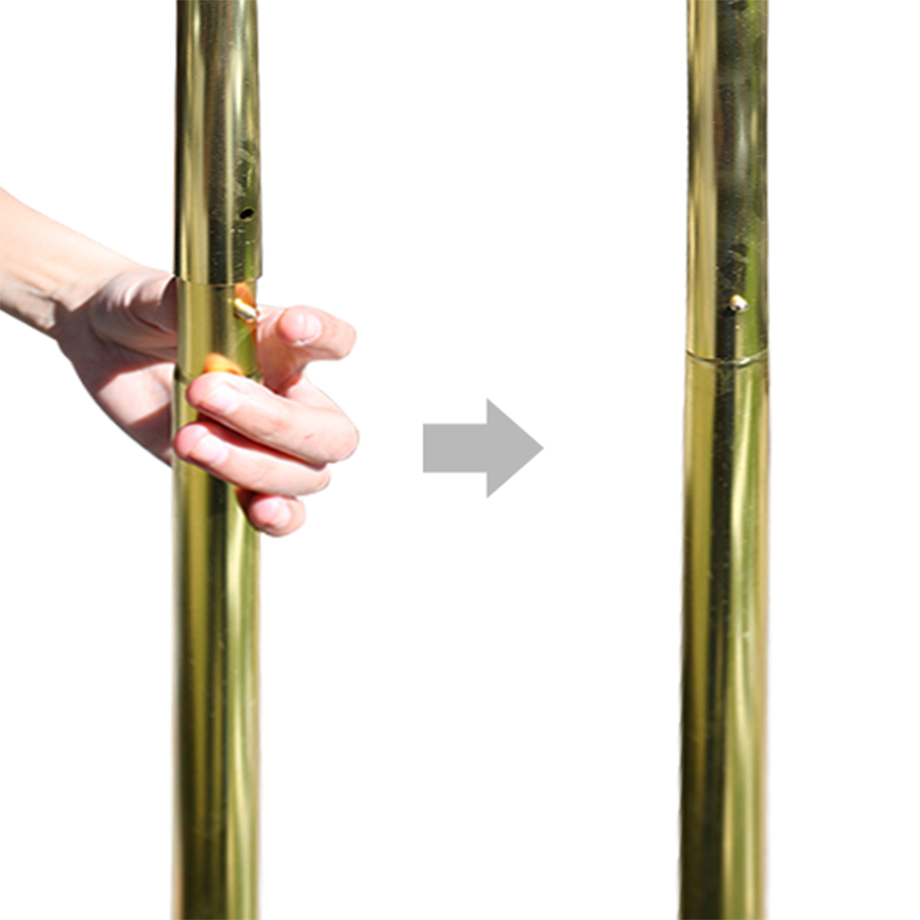 10' Gold Inground Economy Aluminum Display Pole w/ 3' x 5' Printed US Flag 1