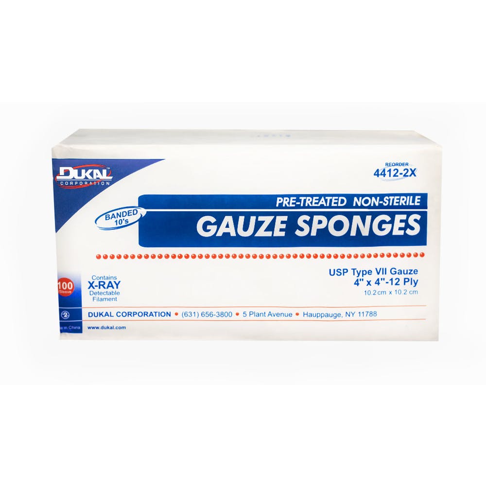 Type VII Gauze Sponges - X-Ray Detectable 100 Count 4" x 4" 1