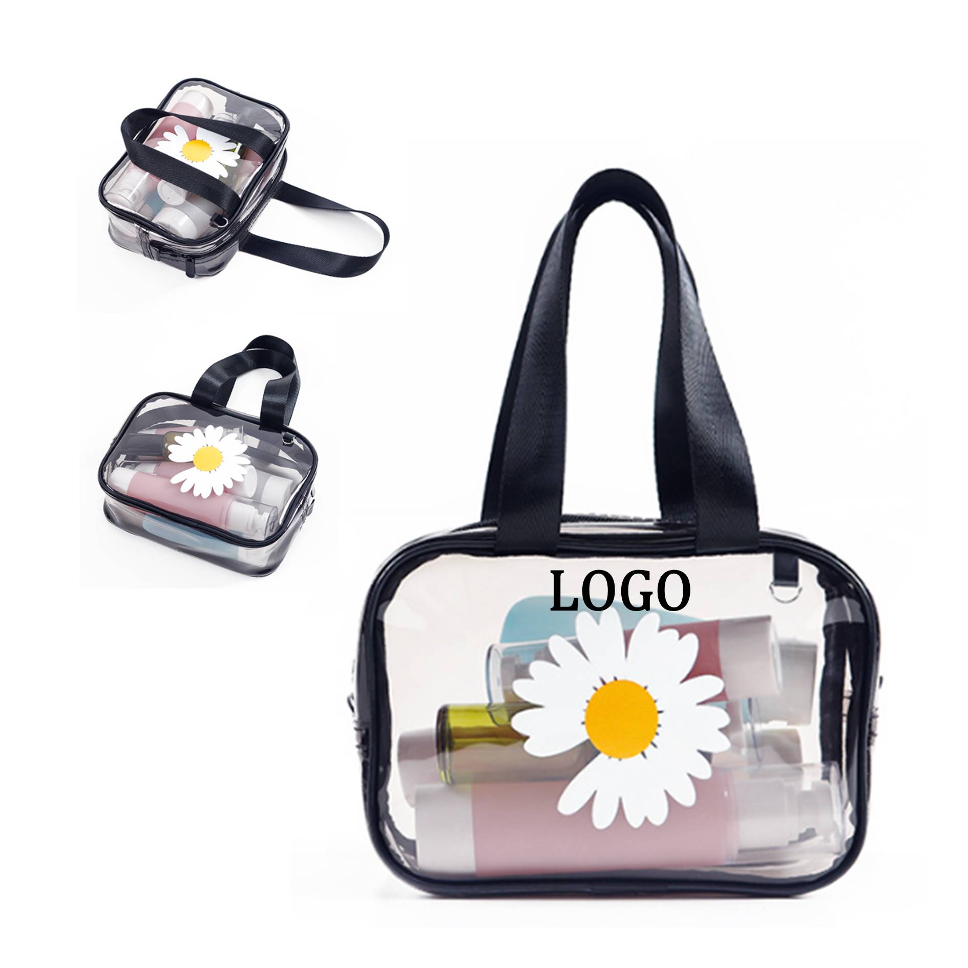 Daisy Pattern Portable Clear Toiletry Bag 2