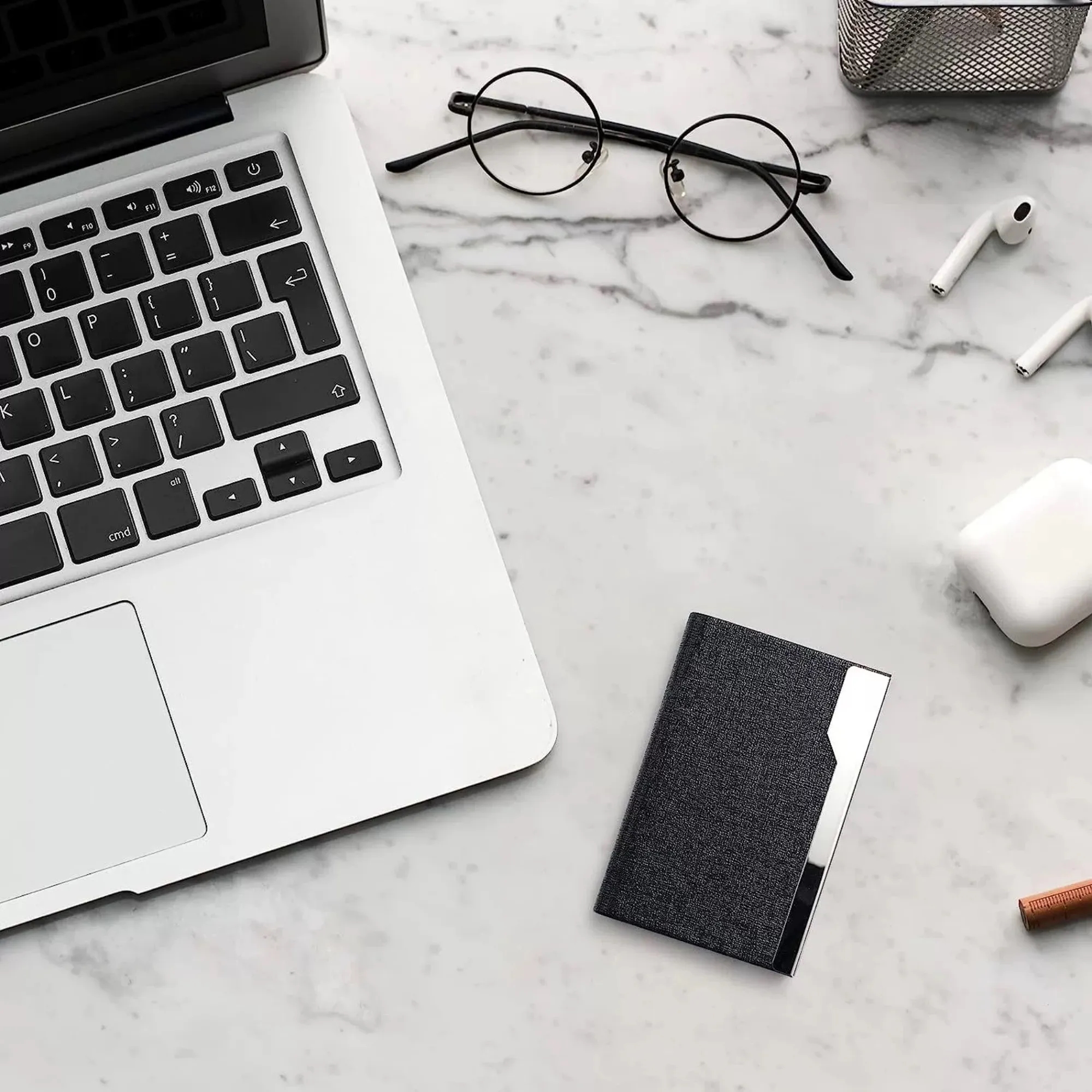 Customized PU Leather Metal Business Card Holder 2