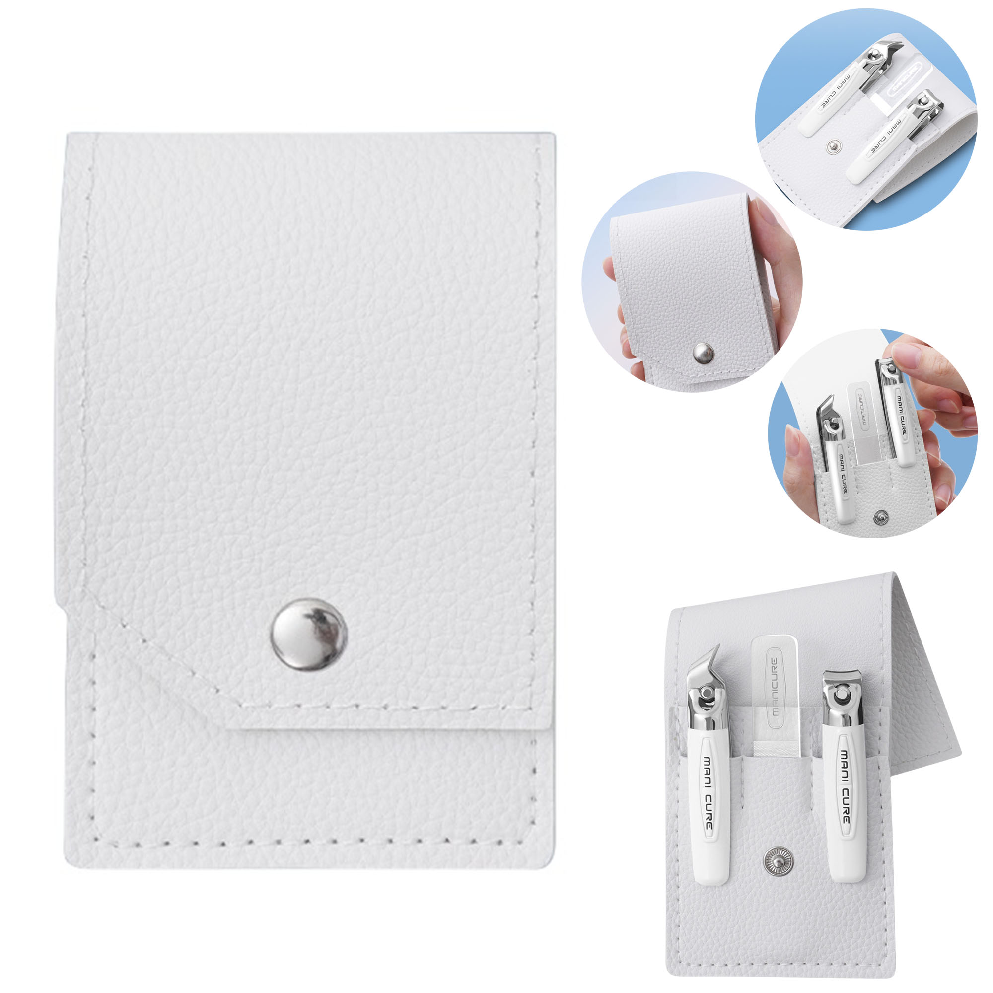 3-Piece Nail Clipper Set with PU Leather Case 2