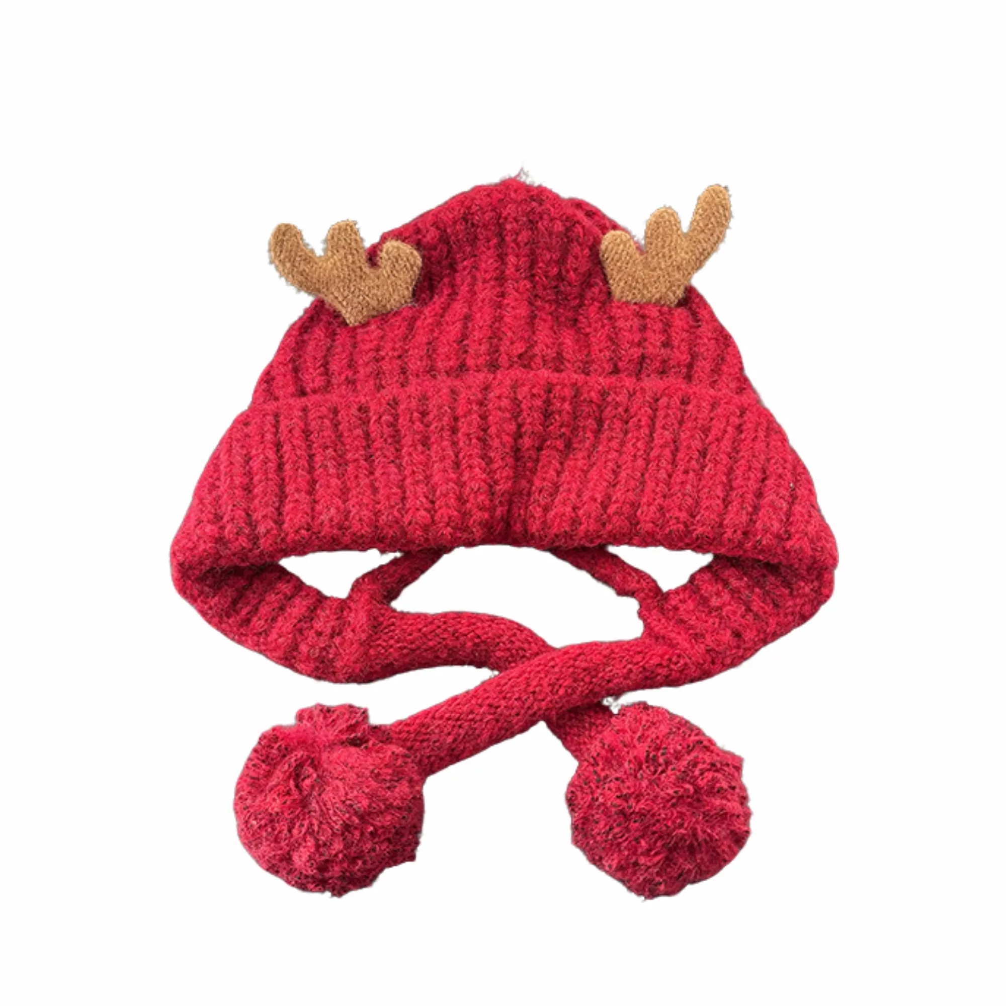 Christmas Red Reindeer Earflap Beanie 5