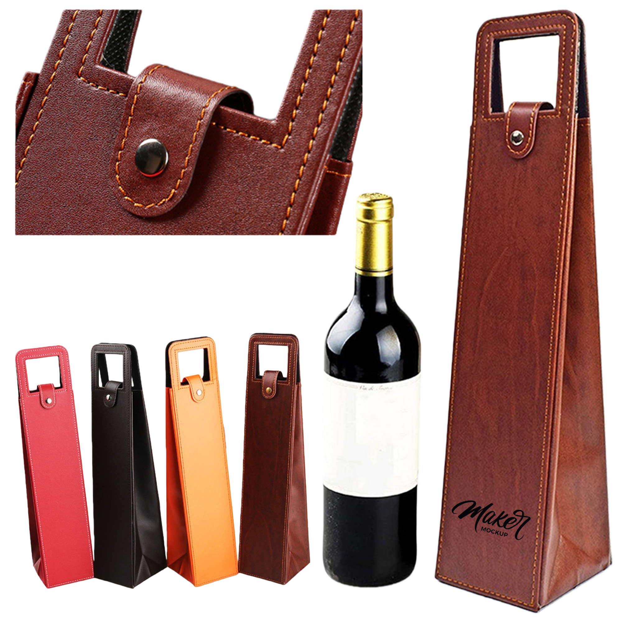 Reusable Leather Wine Gift Bag 2