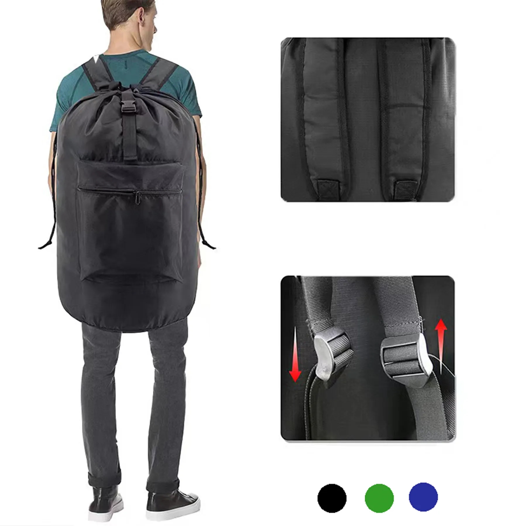 Travel Camp Black Drawstring Closure Backpack 1