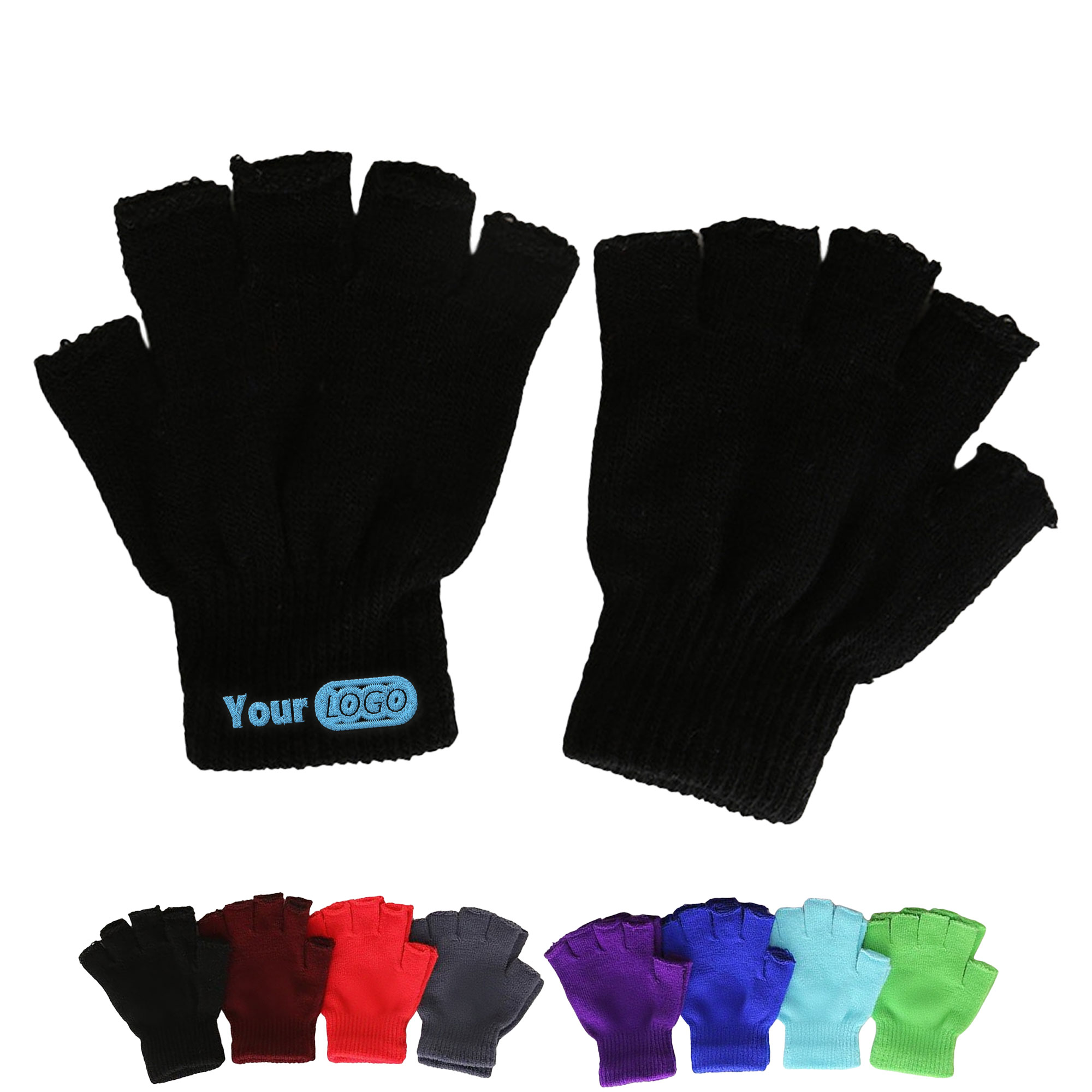 Colorful Winter Knitted Half Finger Gloves 4