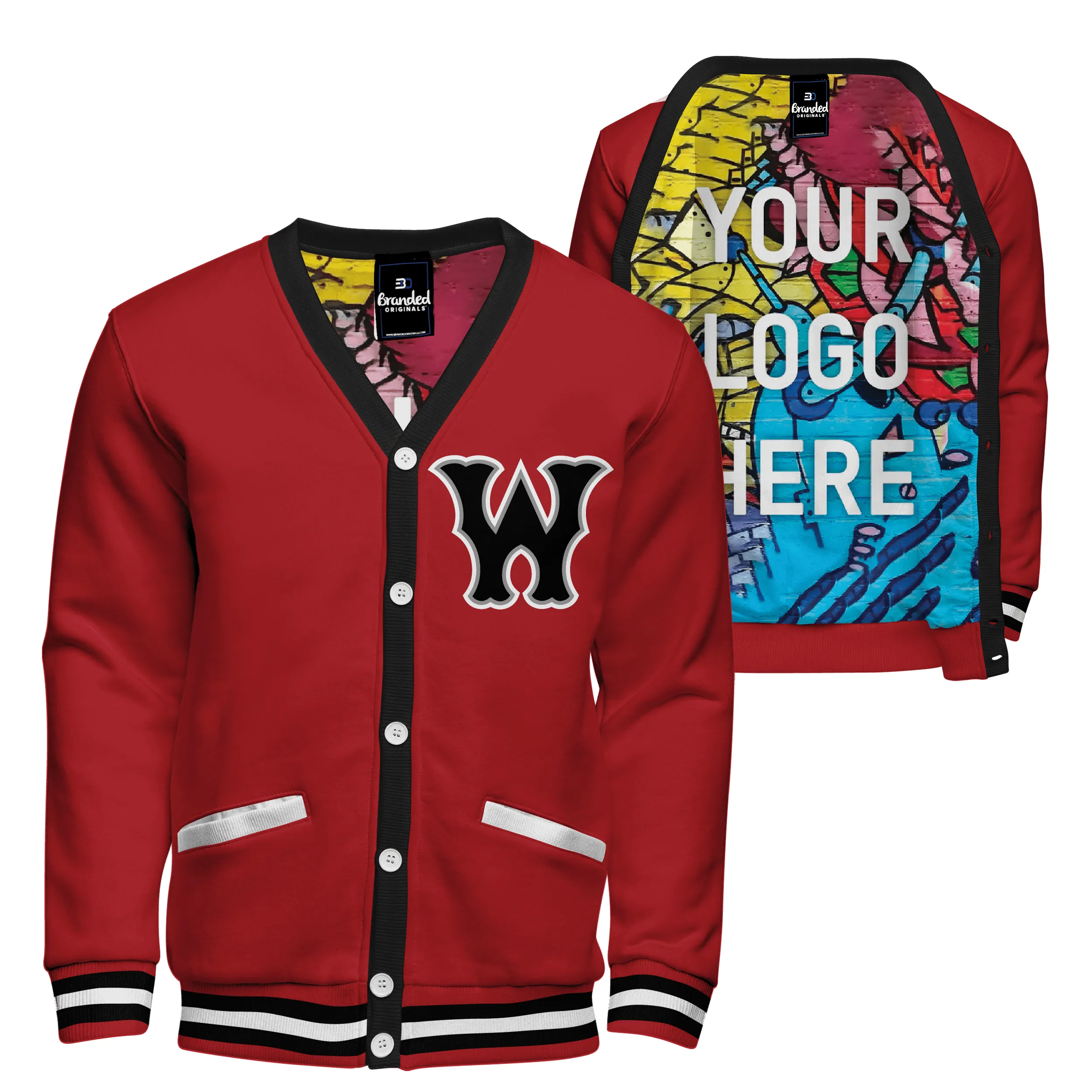 Fleece Varsity Cardigan With Custom Printed Lining 4