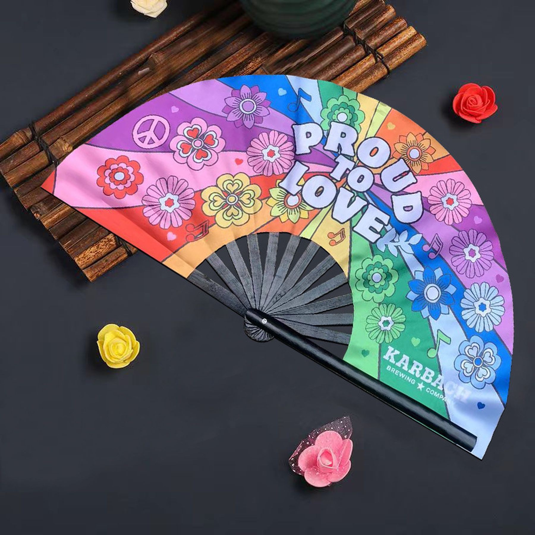 13 Inch Folding Hand Rave Bamboo Gay Pride Rainbow Fan 13