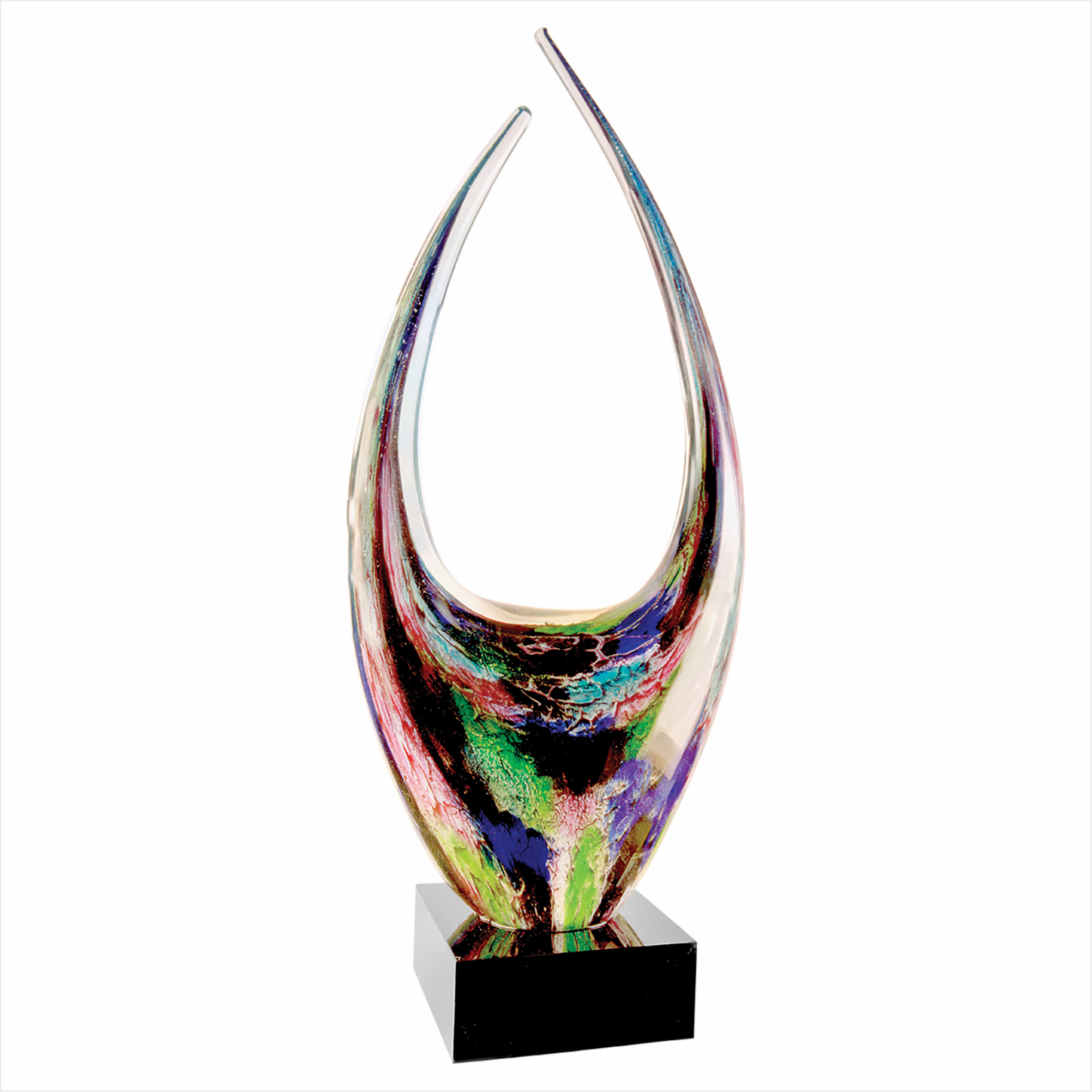 16 3/4" Dual Rising Art Glass w/Square Black Base 3