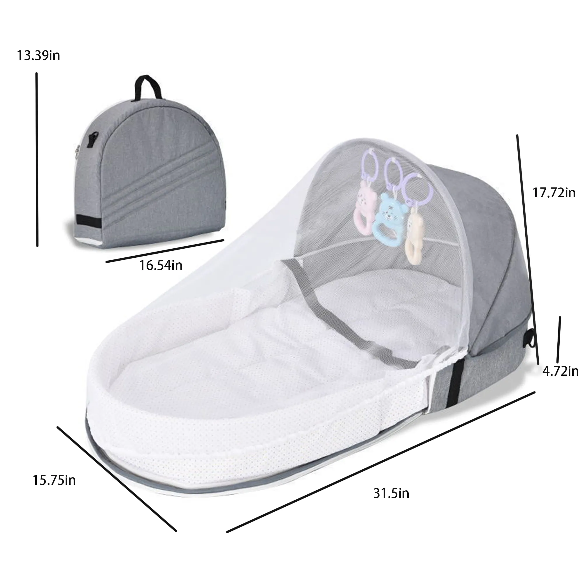 Folding Pressure-proof Baby Crib Logo Printed for Travel 5