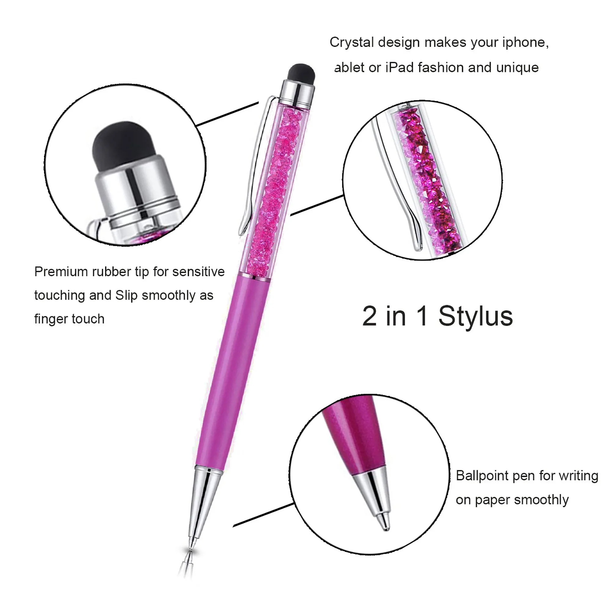 Diamond Crystal Ballpoint Pen With Stylus 9