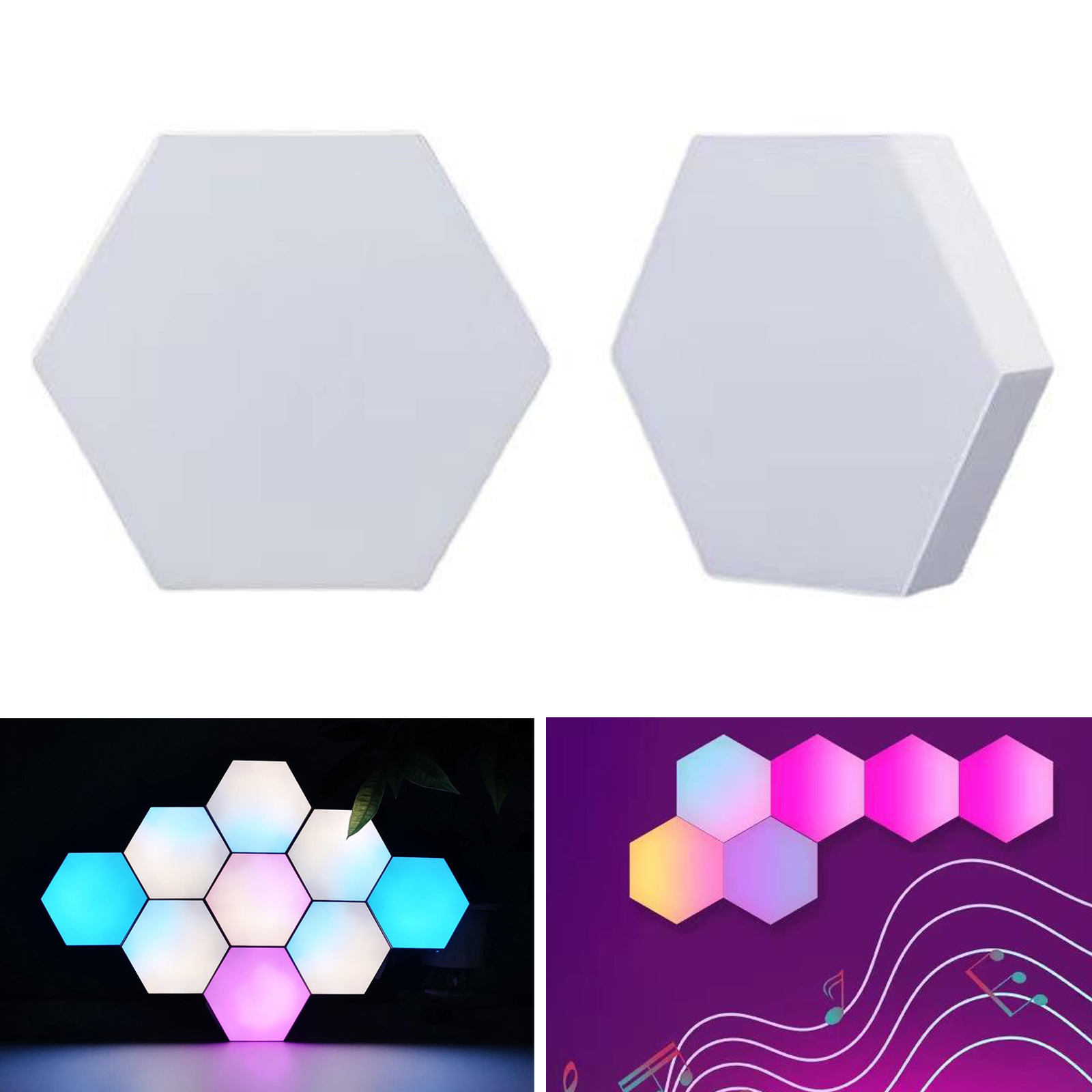 6 Pack Color Changing Led Hexagon Tile Panels Set 2