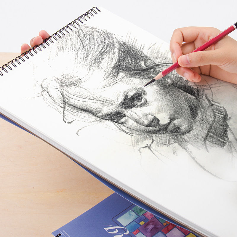 Sketchbook/Sketchpad w/ Spiral Bound Hard Kraft Cover for Art Supplies--30 Sheets 160gsm 9
