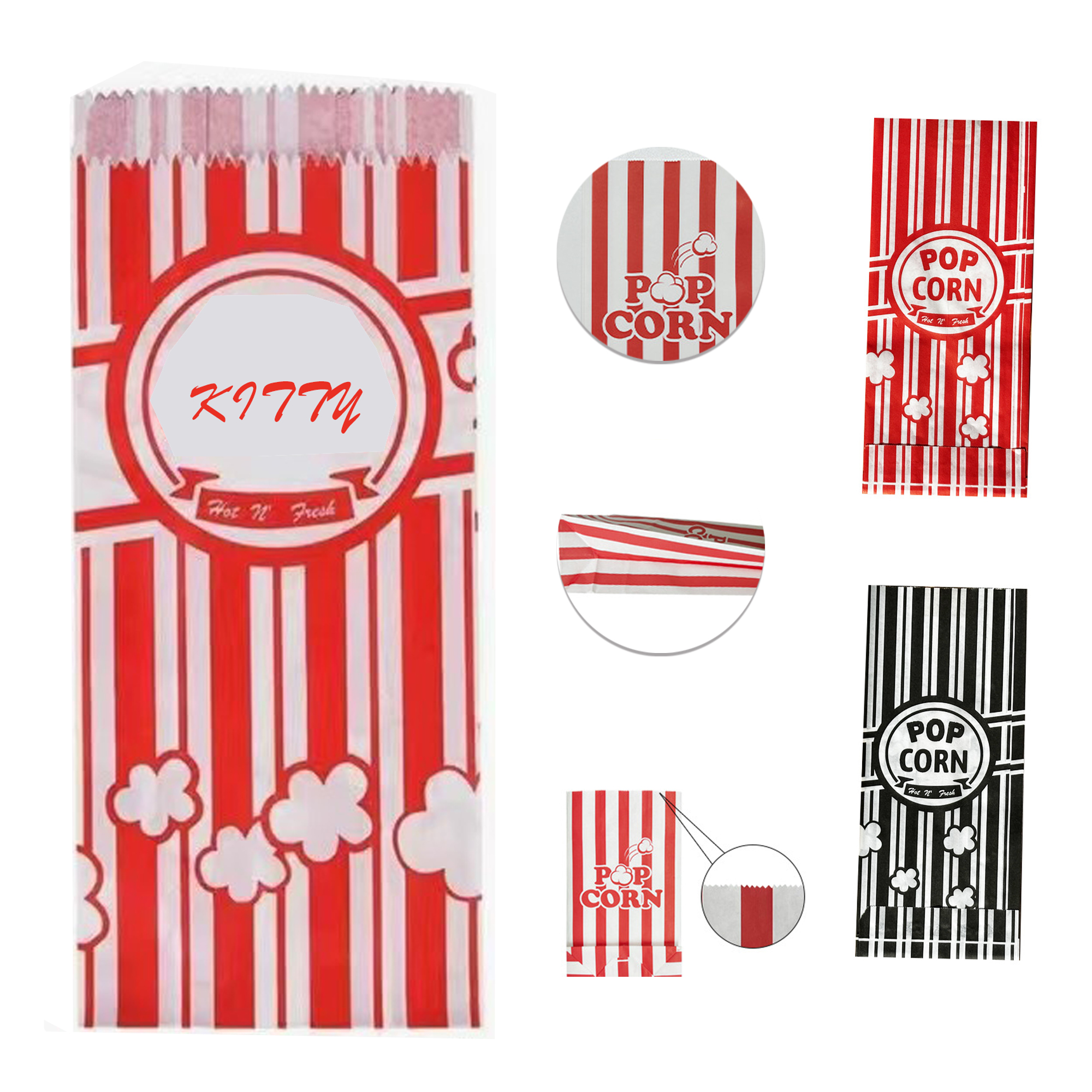 Custom Disposable Popcorn Greaseproof Paper Bags