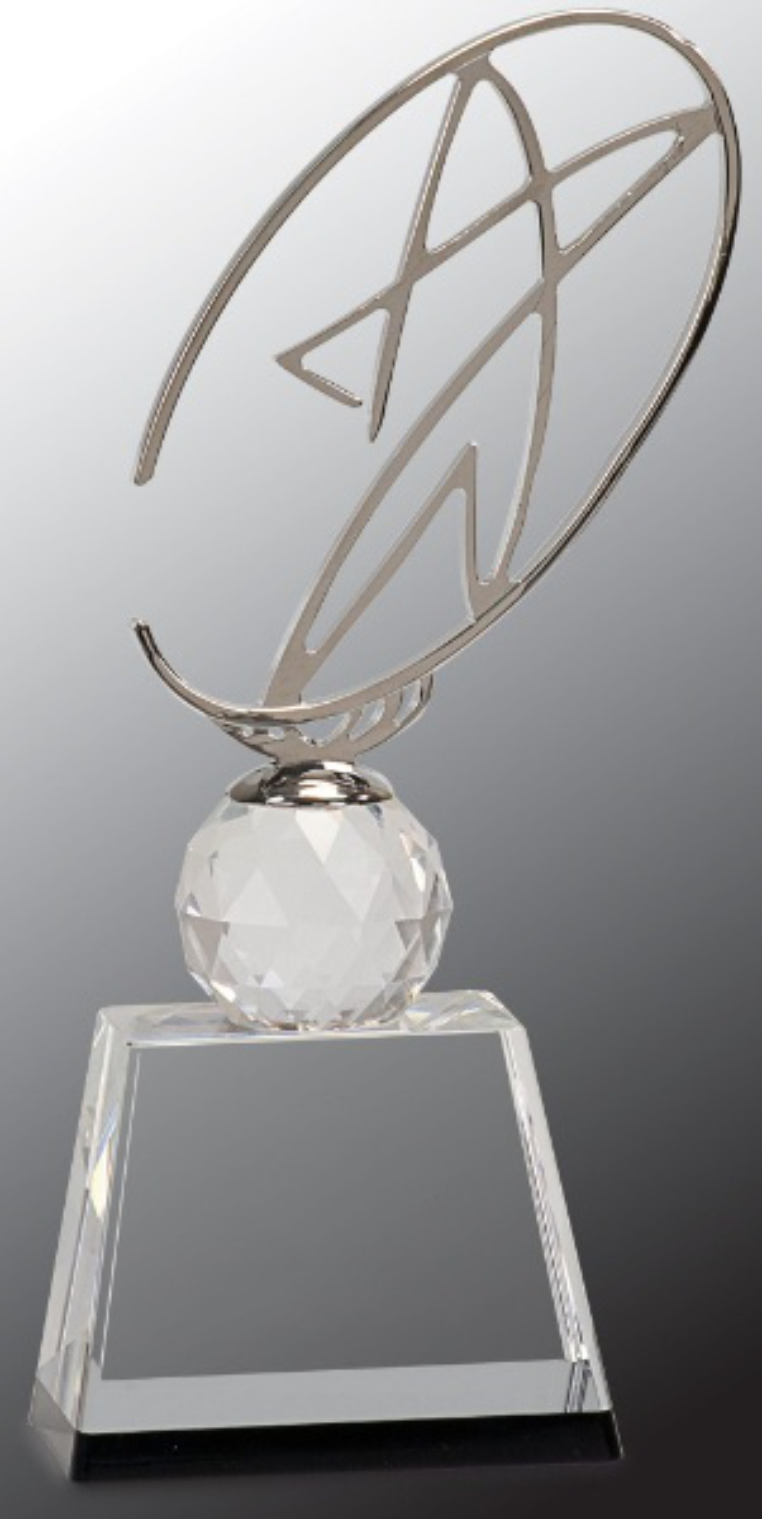10" Clear/Black Crystal Award with Silver Metal Oval Star 2