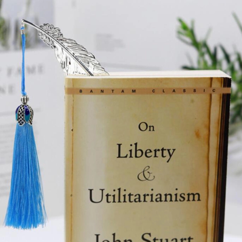 Metal Feather Bookmark With Tassels 3