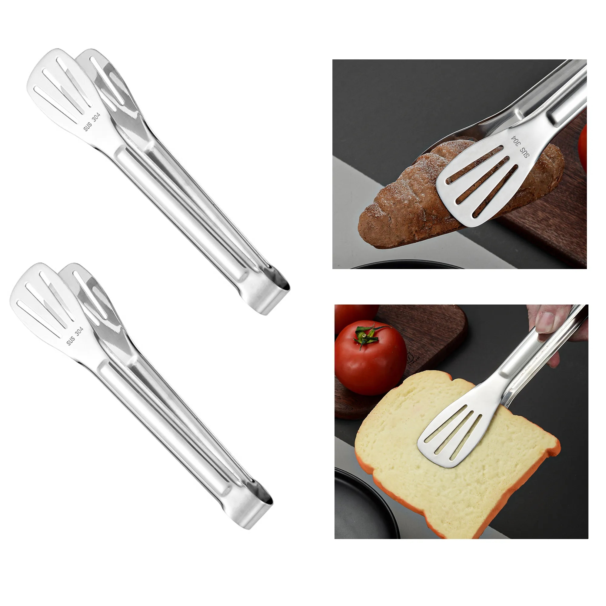304 Stainless Steel Barbecue Kitchen Food Tongs