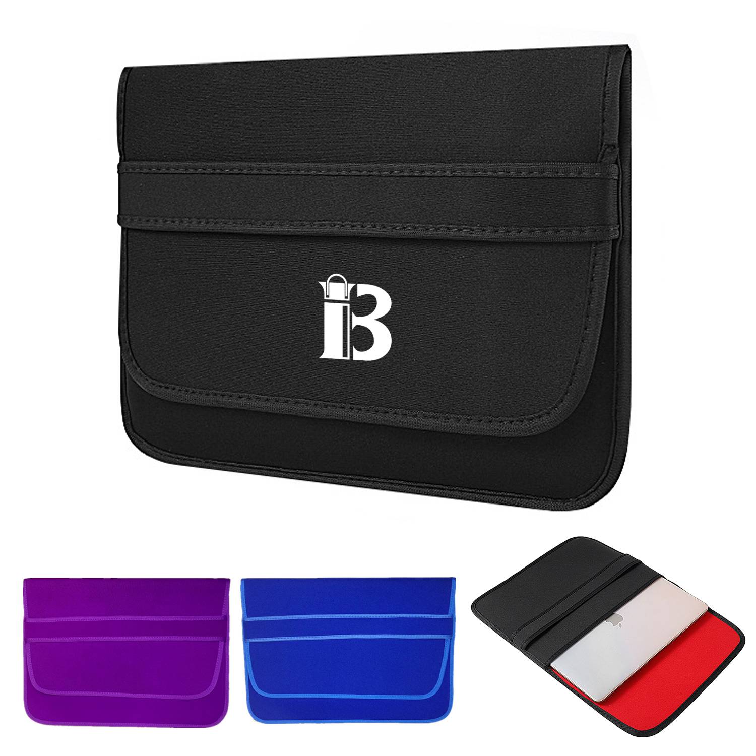 Neoprene Laptop Sleeve w/ Front Flap & Elastic Closure 2