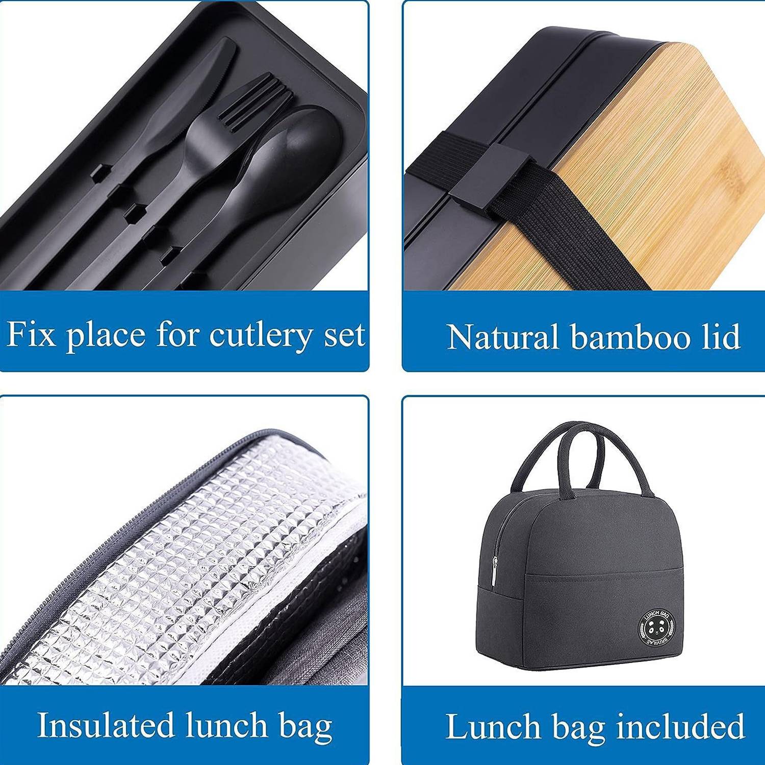 40oz Double-layer Bamboo Cover Student Insulated Bento Box 4