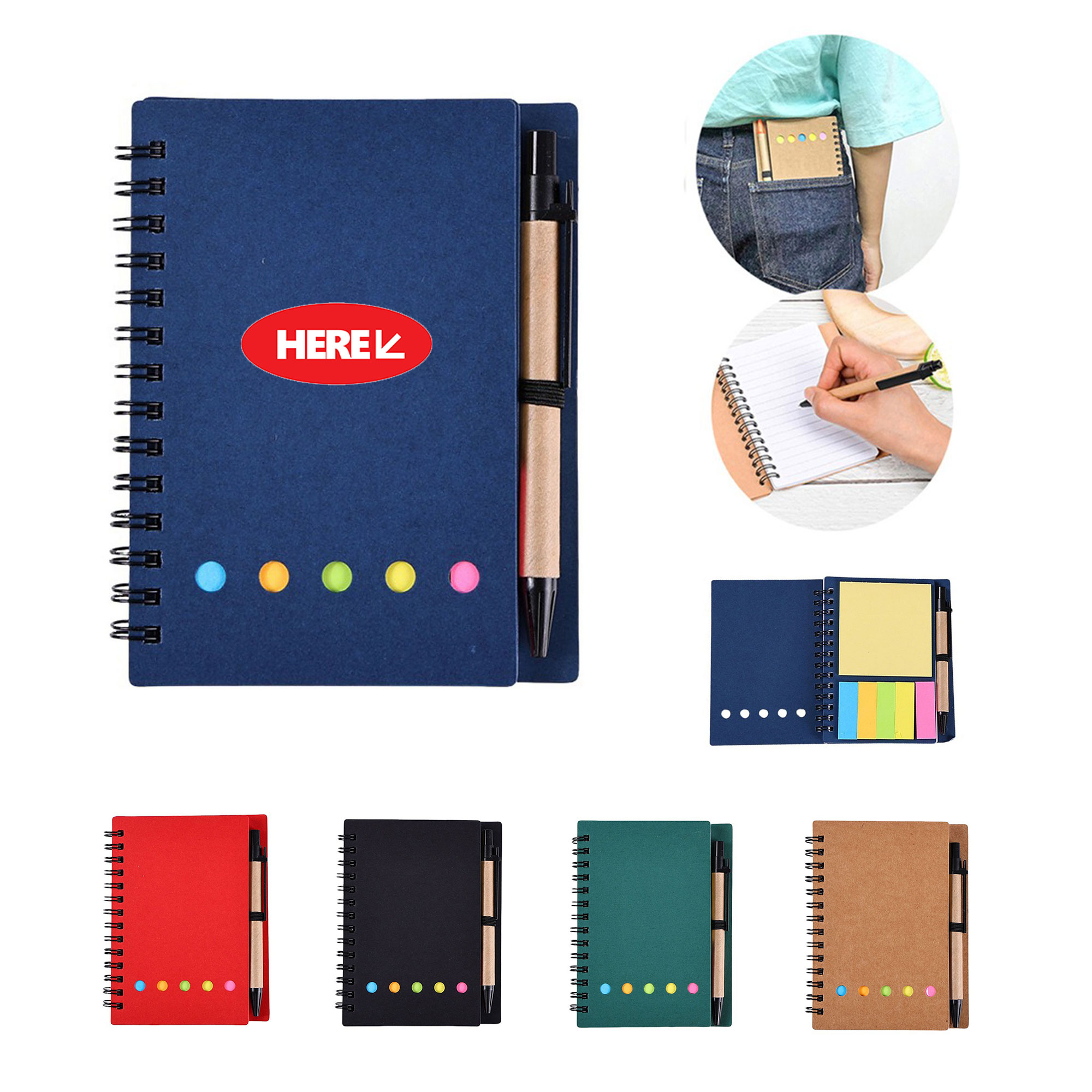 Spiral Notebook Set With Sticky And Pens 2